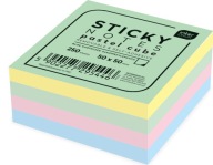 Farebné pastelové lepiace papieriky, blok 50 x 50 mm, 4 farby