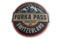 NÁLEPKA FURKA PASS ŠVAJČIARSKO 6,6 x 6,6 cm UNIKÁTNA KOLEKCIA