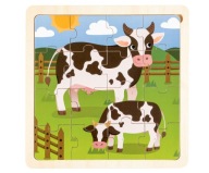 DREVENÉ PUZZLE VZDELÁVACIE BLOKY PRE DETI KRÁVKY 3+