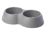 Dvojitá plastová miska pre psov a mačky M, 0,5L, šedá, 26x15cm,