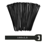 Svorky na káblové zväzky 160x2,5 - 100 ks. čierna