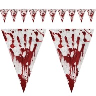 FLAG BANNER krvavé škvrny HALLOWEEN sivá