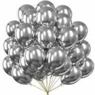strieborný chróm lesklé lesklé gumové balóny 26 cm -50 ks