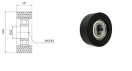 Polyuretánový valček s ložiskom, priemer 40 mm, priemer 12