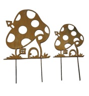 Gnomes' Houses Decoration Záhradná dekorácia A-board Corten Effect Sada 2 ks