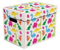 Pevný box s chlopňou, ozdobná nádoba DINOSAURS, organizér na hračky BOX