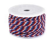 Točená trojfarebná šnúrka, priemer 2 a 3 mm, 18 m