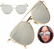 Dámske zlaté glam oko kovové mačacie okuliare UV400 SLR Gold BOHO