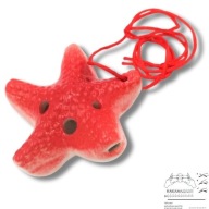 mini OCARINA keramická STAR červená 6 otvorov rukoväte ocarina poznámky