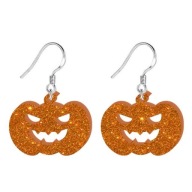 Tekvicové NÁUŠNICE ORANŽOVÉ glitre AKRYL halloween