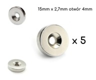 Neodymový magnet 15x3 krúžok s otvorom 5ks