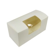 Krabička na makaróny s okienkom - biela, 10 cm