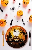 TEKVIcové taniere papierové 23cm 6KS. Halloweenske stolové dekorácie