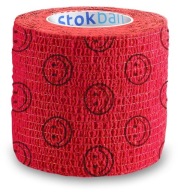 ELASTICKÁ KOHÉZNA BANDÁŽ, červená s úsmevmi, 5 cm