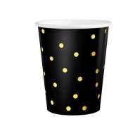 Čierny hrnček so zlatými bodkami, 220 ml, 6 ks.
