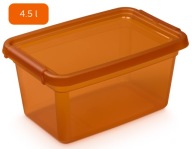 Oranžová plastová nádoba s vrchnákom, 4,5 l