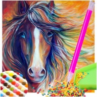 OBRÁZOK Diamantová maľba Diamantové vyšívanie HORSE Mozaika 5D diamantové maľby