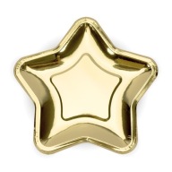 Papierové taniere STAR, zlaté, 23 cm, 6 ks, na Silvestra