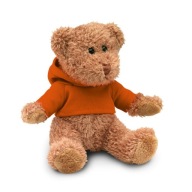 MASKOT MEDVEĎOV V MIKINE S KAPUCNOU, oranžová