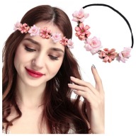HLAVA VENEC ČELENKA ružové boho KVETY