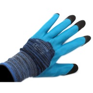 Pracovné rukavice, čierne hrubé latexové prsty. 7
