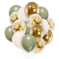 Khaki Balloons Cream Gold Olive Confetti 20 ks