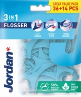 Jordan Flosser 3v1, niť + špáradlo + čistič, 50 ks.