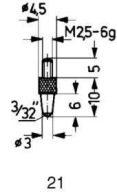 Oceľový merací hrot, typ 21/ 3,0 mm käfer
