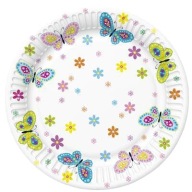 Farebné motýľové papierové taniere, 18 cm, 8 ks