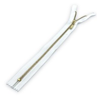 Ozdobný zips, tenký, biely, 50 cm