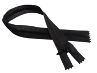 25 cm krytý špirálový zips, nerozopínateľný, čierny