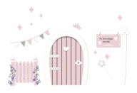 Nálepky na stenu Fairy DOOR, miniatúrne ružové