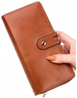 Kožená peňaženka, veľká, priestranná, elegantná, Hnedý, Módny, dámsky boho opasok