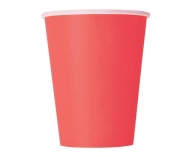 Červené hladké papierové poháre 270 ml 8 ks.