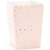 Popcorn boxy cukríky sladkosti ružové zlaté bodky narodeninová oslava 6
