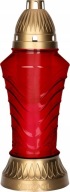 Sklenená sviečka, červená parafínová vložka, cca 48 hodín, výška 29 cm