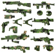 CAMOUFLAGE ZBRANE 1080 herná sada stavebnice armádne zbrane figúrky pištole