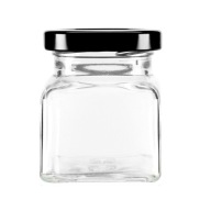 Bezfarebná sklenená dóza na štvorcové sviečky, 120 ml