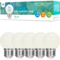 LED žiarovka teplé biele svetlo E27 G45 5 ks