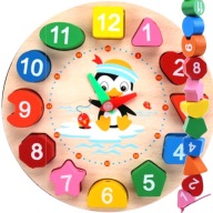 DREVENÝ TRIEDIČ PUZZLE HODINKY + KORÁLKY 2v1