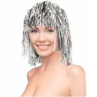 Lesklá SILVER fóliová parochňa na karneval