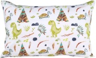 Obliečka na vankúš korytnačka Dinusie dino Indians 40x60 biela bavlna pre deti