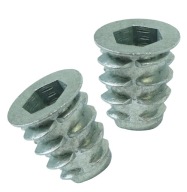 10x nástrčná oceľová nábytková vložka M6 x 13 mm skrutkovaná do dreva, typ DC