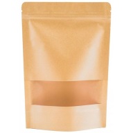 Doypack papierová taška 14x9cm 100ml Kraft Small Window Set 50ks.