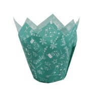 Tulipánové košíčky na muffiny Green Merry Christmas - 36 ks.