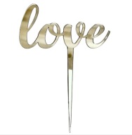 Love Topper Svadobná dekorácia Valentínske výročie Svadba Plexi Strieborné zrkadlo