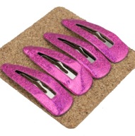 GLITROVÉ RUŽOVÉ SPONKY DO VLASOV, 7 cm, 4 KUSY