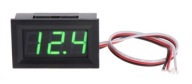 VOLTMETER 4,5-30VDC V POUZDRE, TRI VODIČY (NAPÁJANIE + MERANIE), ZELENÝ