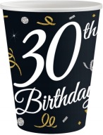 Poháre Papierové poháre k 30. narodeninám Happy Birthday 250 ml 6 ks.