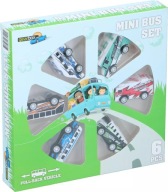 Set autíčka, autobusy, pružiny, poháňané autíčka pre deti PREVODOVKA 6 ks